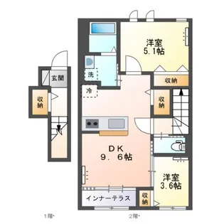 ボヌール【202号室】の間取り