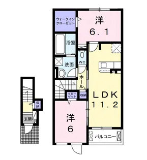 2LDKの間取り画像