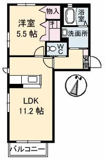 アトラクト小山 A棟【0203号室】の間取り