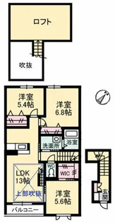 コン・アモーレ夢咲Ⅱ【2階】の間取り
