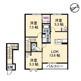 ブランドール ユー B棟【2階】の間取り