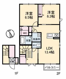 ハイツ天神【2階】の間取り