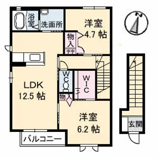 シャーメゾンJUNO D棟【2階】の間取り