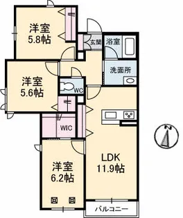 シャーメゾン祥【201号室】の間取り