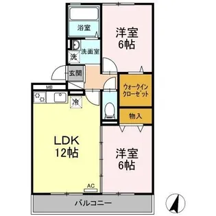 2LDKの間取り画像