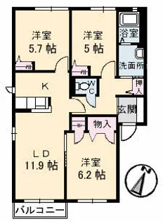 ディアーナHIRO D棟【2階】の間取り