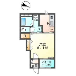 (仮)スターテラスⅡ大塚B棟 1K1LDK【1階】の間取り