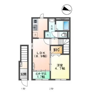 (仮)スターテラスⅡ大塚B棟 1K1LDK【2階】の間取り