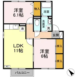 クレールコート B棟【1階】の間取り