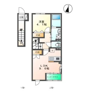 (仮)スターテラスⅡ塩冶町 1K1LDK【2階】の間取り