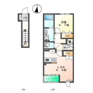 (仮)スターテラスⅡ塩冶町 1K1LDK【202号室】の間取り