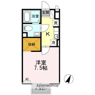 ジュネス山中【201号室】の間取り