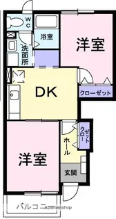 ヒルサイドヴィラD【102号室】の間取り