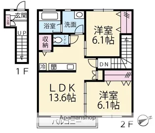 2LDKの間取り画像