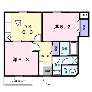 エヴァグリーンD【1階】の間取り