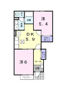 エヴァグリーンC【1階】の間取り