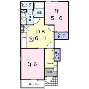 メゾンシミズB【1階】の間取り