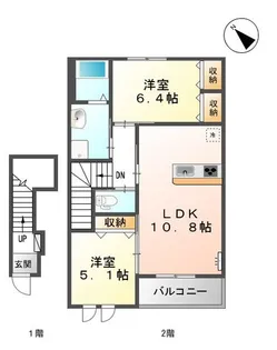 ガーデンコート上乃木【2階】の間取り