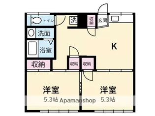 レッチフィールド浜乃木【7号室】の間取り