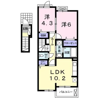 ヴィラ プレジールⅡ【2階】の間取り