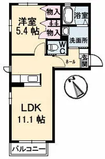 グラヴィ秋Ⅱ【203号室】の間取り