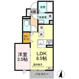 1LDKの間取り画像