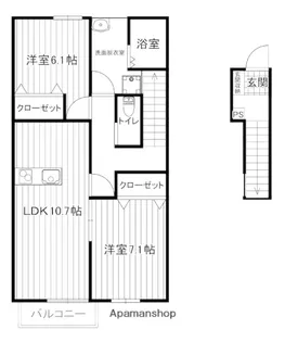 アンジュ—ル外中原 2F【205号室】の間取り