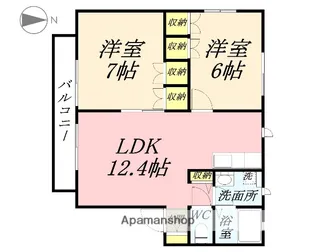I.Mパルク B【202号室】の間取り