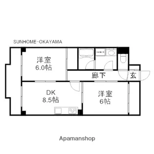 ハイデンスホンダ【8階】の間取り