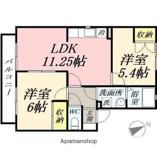 あっぷるはうす B【2階】の間取り