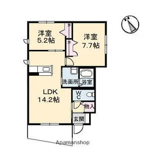 ヴァンヴェール マーガレットA棟【1階】の間取り