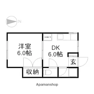 下伊福堀川コーポ【201号室】の間取り