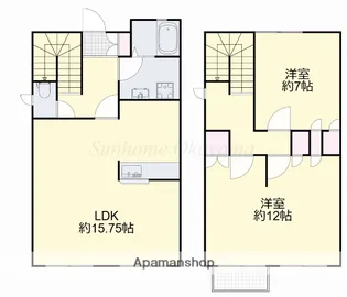 岡山県岡山市北区西崎2丁目【テラスハウス】の間取り