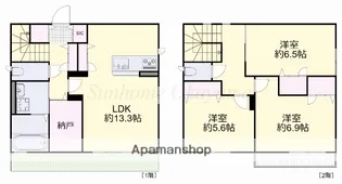 岡山県岡山市北区津島京町3丁目【一戸建】の間取り