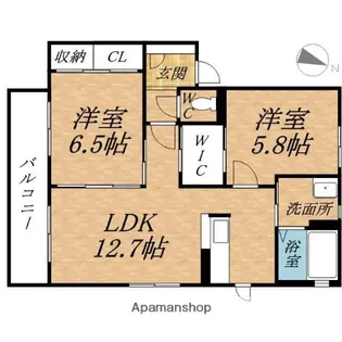 パティオ B棟【2階】の間取り