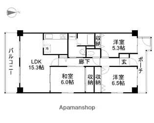 サーパス東島田【10階】の間取り