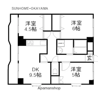 アンシャンテ岡山【4階】の間取り