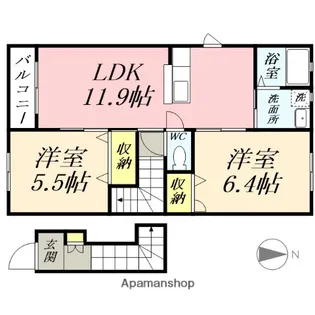 ピュアズ A棟【2階】の間取り