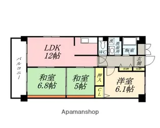 コープ野村京山【3階】の間取り
