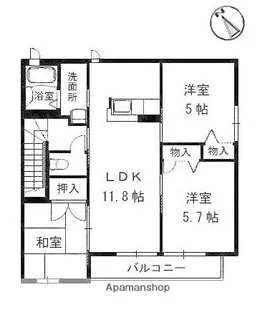 ピナクル・国富 2番館【2階】の間取り