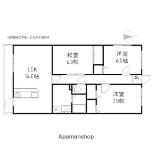 マリベール瀬戸駅前【301号室】の間取り