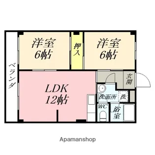 虫明第二マンション【2階】の間取り