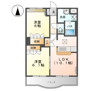 アベニール弐番館【1階】の間取り