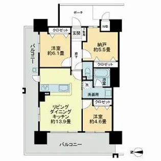 アルファステイツ西川緑道公園【0201号室】の間取り