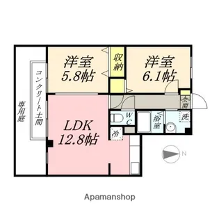 フォブール富田【102号室】の間取り