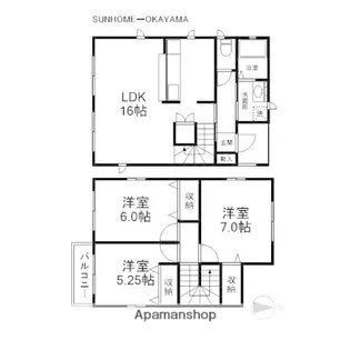 岡山県岡山市中区国富【一戸建】の間取り