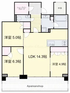 ライオンズタワー岡山千日前【20階】の間取り