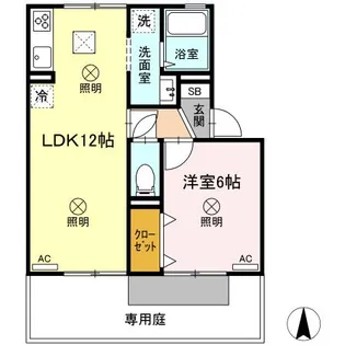 イーストヴィレッジ B棟【1階】の間取り