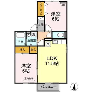 リバーパーク C棟【2階】の間取り