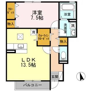 モダンコート鳴下 B棟【1階】の間取り